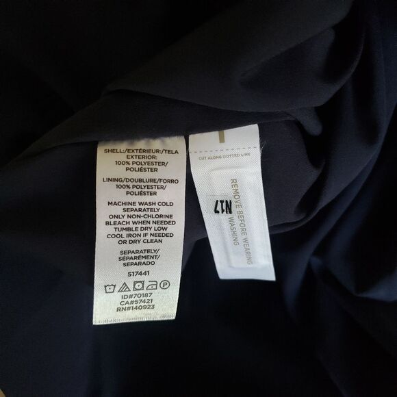 LOFT Henley Top Pleated Skirt Round Neck Cap Sleeve Dress Navy Office Size 6 - Picture 10 of 12